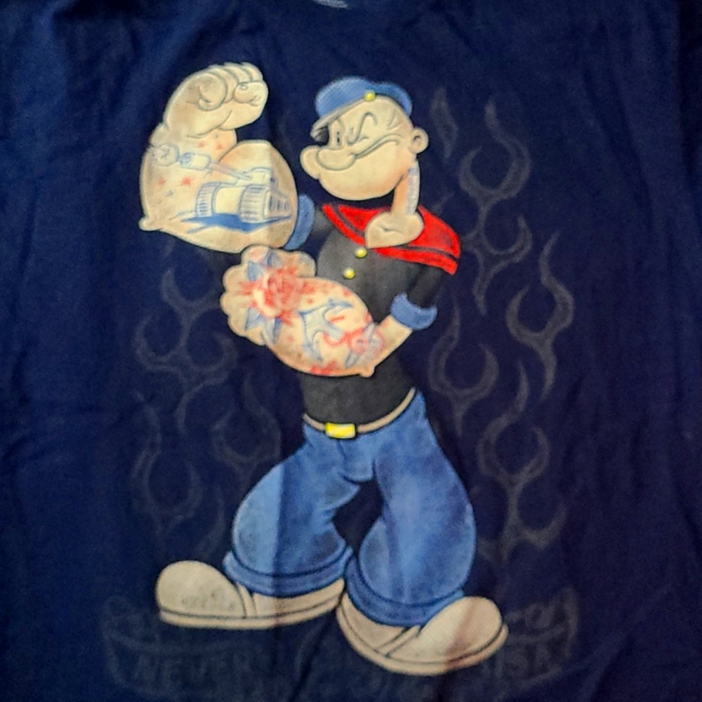 Navy Shirt with Popeyes Print